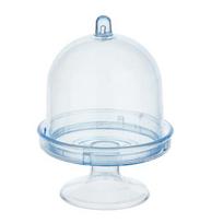 Plastikinis mini torto stovas su kupolo dangteliu Skaidrus desertų keksiukų vitrina Šokoladinių saldainių lėkštė Gimtadieniui Vestuvėms Šventei 1pc šviesiai mėlyna spalva