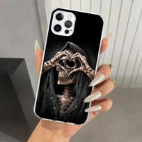 Grim Reaper Skull Skeleton Phone Case for Iphone 17 Air 16 15 Plus 14 13 Mini 12 11 Pro Max 16E 7 8 SE 2020 Soft Funda Print She iPhone 16E black