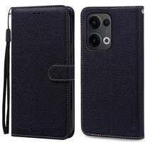 Reno13/Reno13 Pro Case For OPPO Reno 13 5G Case Wallet Leather Flip Cover For OPPO Reno 13 Pro Case Book Cover Fundas Coque For Reno 13 5G juoda