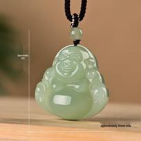 Natural Hetian Jade Guanyin & Buddha Couple Pendants – Clear Water Big Belly Bodhisattva Design. beige
