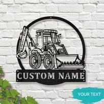 Metal Wall Art Backhoe Loader Truck Sign, Custom Heavy Equipment Decor, Sleek Garage Man Cave Gift M juoda