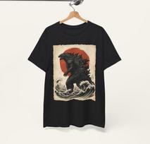 Godzilla Great Wave TShirt King of the Monsters Retro Vintage Shirt Unisex T-Shirt XXXL black