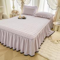 Neperšlampamas originalus medvilninis lovos sijonas su sojų medvilnės užpildu ir nėriniuotu apvadu - Minkštas ir pastorintas mamai ir kūdikiui. Pair of Pillowcases beige