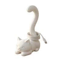 Yousheng Cat-Shaped Ring Stand, 3D Printed Cat Tail Jewelry Display Holder, Funny Animal Figurine Desktop Organizer for Home Office Decor balta