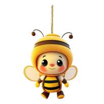 Yousheng Cartoon Bee Pendant Double-Sided Print Acrylic Craft Handmade Cute Yellow Bee Christmas Tree Ornament for Home Office Car Wall Decoration D