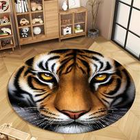 New Arrive! 3D Round Carpet with Tigre Print, Bedroom Living Room Sofa Decor Mat, Indoor Outdoor Portable Camping Rug Great Gift 60cmx60cm brown