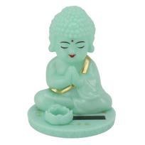 Plastic Solar Shaking Head Buddha Ornament  Window Sill Light Absorbing Decor blue