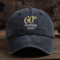 60-ojo gimtadienio kepuraitė, tinkama 60 metų amžiaus, lengva, neelastinė kepurė su užrašu „60“, skalbiama rankomis, dovana 60-mečiui One Size black