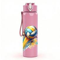 1PC Gradient Volleyball Ink Splash Graphic 750ml Color Plastic Water Bottle Leakproof Flip Straw Lid For Sports Office Home Use Pack of 1 tamsiai mėlyna spalva