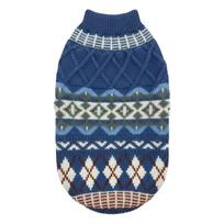 Fair Isle megztinis mažoms vidutinio dydžio taksams Pavasariui Rudeniui Žiemai Minkšti drabužiai dešrainiams Šiltas storas kostiumas taksams (Blue,L) mėlyna