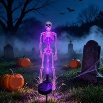 Waterproof Halloween Solar Skeleton Lamp Solar Powered Realistic Skeleton Skull Festive LED Lights Purple /Orange/ Green Light blue