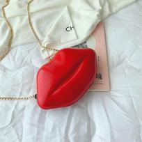 Novelty Red Lip Shaped Mini Chain Bag for Women Niche Design Stylish Zipper Shoulder Bag gray