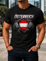 Austria Pride Osterreich Lettering Torn Chest FlAg And Strong Hands Dark Patriotic Style Unisex Unisex All TShirt 4XL gray