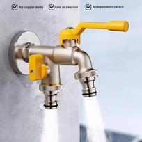 Sodo žarnos čiaupo adapteris 1/2'' 3/4'' IBC vandens rezervuaro jungtis su 2 išvadomis drėkinimo jungtis atsarginė jungtis one size gray