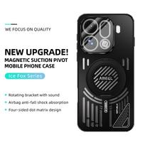 Genuine Aluminum Case For OPPO Find X9 Pro Ultra Magnetic Stand Holder Hollow Heat Dissipation Phone Cover For Find X9 Ultra OPPO Find X9 Pro black