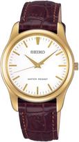Seiko Selection SCXP032 Quartz Watch 35mm Case Leather Strap White Yellow Gold Stainless Steel Men's Unisex black