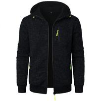 Mens Hooded Zip Up Jacquard Casual Sports Fitness Sweatshirt Cardigan Jacket S juoda