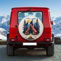 Camping Tent Bonfire Spare Tire Cover Durable Polyester Universal SUV Off-Road Travel Accessory 14inch red