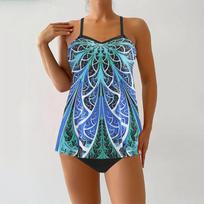 Bikiniai Seksualus maudymosi kostiumėlis Moterims Didelio dydžio Tankini rinkiniai Moteriškas monokinis Maudymosi kostiumėlis Vintažinė paplūdimio apranga XS mėlyna