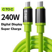 1.5M 240W Fast Charge Cable Power Digital Display Type-C To Type-C 6A Super Charging Type-C to 8Pin Data Cable For iphone 16pro Model-C to C žalia