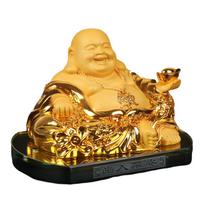 Budos statula, Hotei, Vienas iš Septynių Laimės Dievų, Auksinė figūrėlė, Saugo nuo pikto, Atneša laimę, Gerąją laimę, Feng Shui daiktas, Prieangis yellow