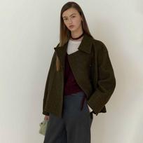 On On High Neck Boucle Short Coat New5wha41 4b MELANGE KHAKI/S_01