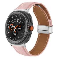 Oda, skirta Samsung Galaxy Watch 8 44mm 40mm 8 Classic 46mm Juostelė Išmaniojo laikrodžio Aksesuaras, skirtas Galaxy Ultra 47mm 2025 Magnetinė Dirželis Galaxy Ultra 2025 sidabrinės rožinės spalvos