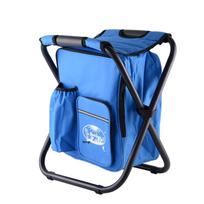 Sturdy Outdoor Folding Chair with Insulated Ice Pack - Comfortable for Camping, Barbecue & Fishing blue