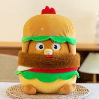 Creative Wearable And Take Off Burger Chicken Plush Toy Cute Cartoon Children Comfort Doll Healing Doll Cute Chicken Quality 35cm orange