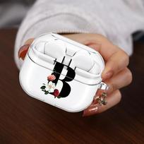 Case For Samsung Galaxy Buds 2 Live 2Pro 3Pro 3 FE 4Pro 4 Pro Clear Earphone Cases Cover With Hook Lnitial Letter Buds 2 Pro white