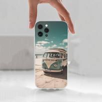 C-Combi Van Surf  Case For iPhone Max,13,XR,SE,12,15,Pro,17,Plus,11,14,16,X,XS,Mini Transparent Soft Cover iPhone16e gray