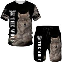 Men's Clothing 3d Printed Wolf Animal Men T-Shirts Shorts Men's Set  Men Sportswear Set Men's Beach Outfits Men's T-Shirt Set S gray