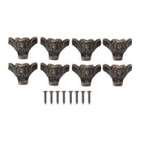 8pcs Hardware Zinc Alloy Furniture Legs 8 Pieces Durable Decorative Legs Bronze Color Corner Protector Feet Furniture