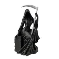 Grim Reaper Figurine with Scythe 3D Printed Mysterious Female Grim Reaper Statue Gothic Spooky Sculpture for Bookshelf Desk Decor juoda