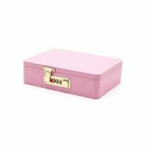 Combination Lock Password Lock Storage Box Metal Construction Rectangular Shape Storage Iron Box Flip Top Design Secure Storage rožinė