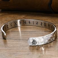 Vnox Norse Viking Bracelets for Men Women, Hand Crafted Hammered Stainless Steel Cuff Bangle Bracelet, Rock Punk Gift Jewelry beige
