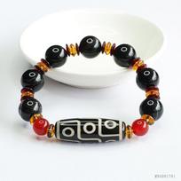 2026 Dzi karoliukų agato apyrankė chalcedono Tibeto papuošalas vaizdingas taškas Kartos S4081701 Multi approx. 14mm black