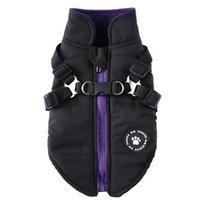 Waterproof Adjustable Dogs Down Clothes Thicken Warm Dog Coat with Harness Windproof Dog Jacket Winter (Black,XS) juoda