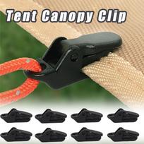 10PCS Sturdy Tent Clips Windproof Tent Awning Clamp Tent Rope Adjustable Buckle Crocodile Clamp Clip for Outdoor Campin black