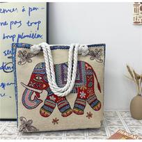 Artistic Elephant Embroidered Canvas Messenger Bag Stylish Women's Shoulder Bag for Travel and Mom's Outing gray