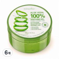 Miracle Aloe Vera 100% Pure Alcohol-Free Soothing Gel, Moisture-Rich, 300ml, 6 pcs beige