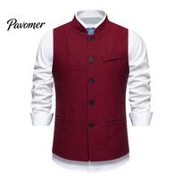 Vintage Inspired Spring Autumn Vest Men Oktoberfest Vest, Traditional Waistcoat, Sleeveless Textured Fabric Costume Gilet for Wedding Party, S vyno raudonos spalvos