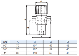 Trieigiai term.vent. AQUAMIX 62 C1/2" (10022122)
