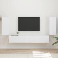 TV spintelių komplektas 4 pcs Balta Apdirbta mediena