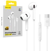Blavec BHS-02 USB-C ausinukai be silikoninių antgalių, su mikrofonu ir DAC (BHS02-W), balti