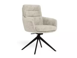 Roger dining chair with armrest, Seat beige Juto 4, Base steel matt black, 2-Pack