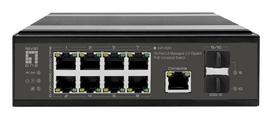 LevelOne IGP-1091 10-Port L3 Managed 2.5 Gigabit PoE Industrial Switch, 2 x 1G/10G SFP+ Uplinks, 8-Port PoE Outputs, Power Budget 480W, 802.3af/at/bt PoE, DIN-Rail, -40°C to 75°C | 591305 | 4015867245132
