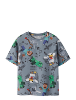 Name It - Nkmstef Minecraft Ss Poly Nreg Top Bfu - Marškinėliai trumpomis rankovėmis - Pilka