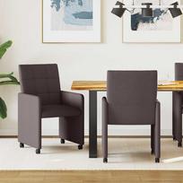 Valgomojo Kėdės su Ratukais 2 pcs Tamsiai ruda 58 x 65 x 94 cm