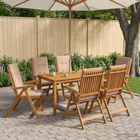 7-Piece Garden Dining Set Natūrali Kietos akacijos mediena